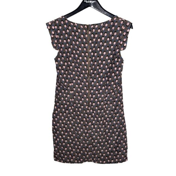 Tulle Anthropologie Shift Dress Medium M Bird Print Taupe Brown Mini Kawaii Cute - Picture 3 of 8